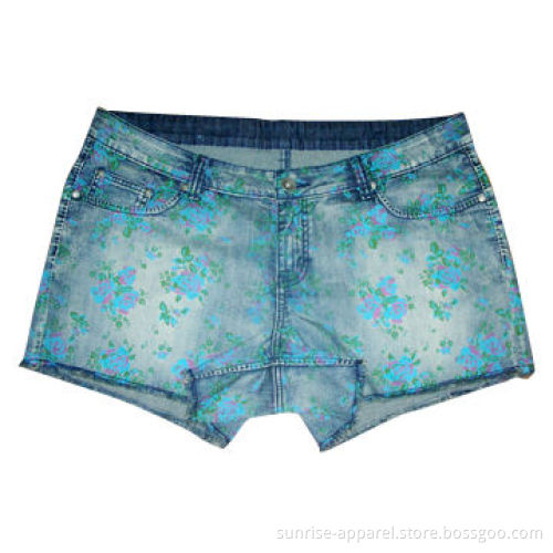 Women's Denim Shorts with Heavy Thread
